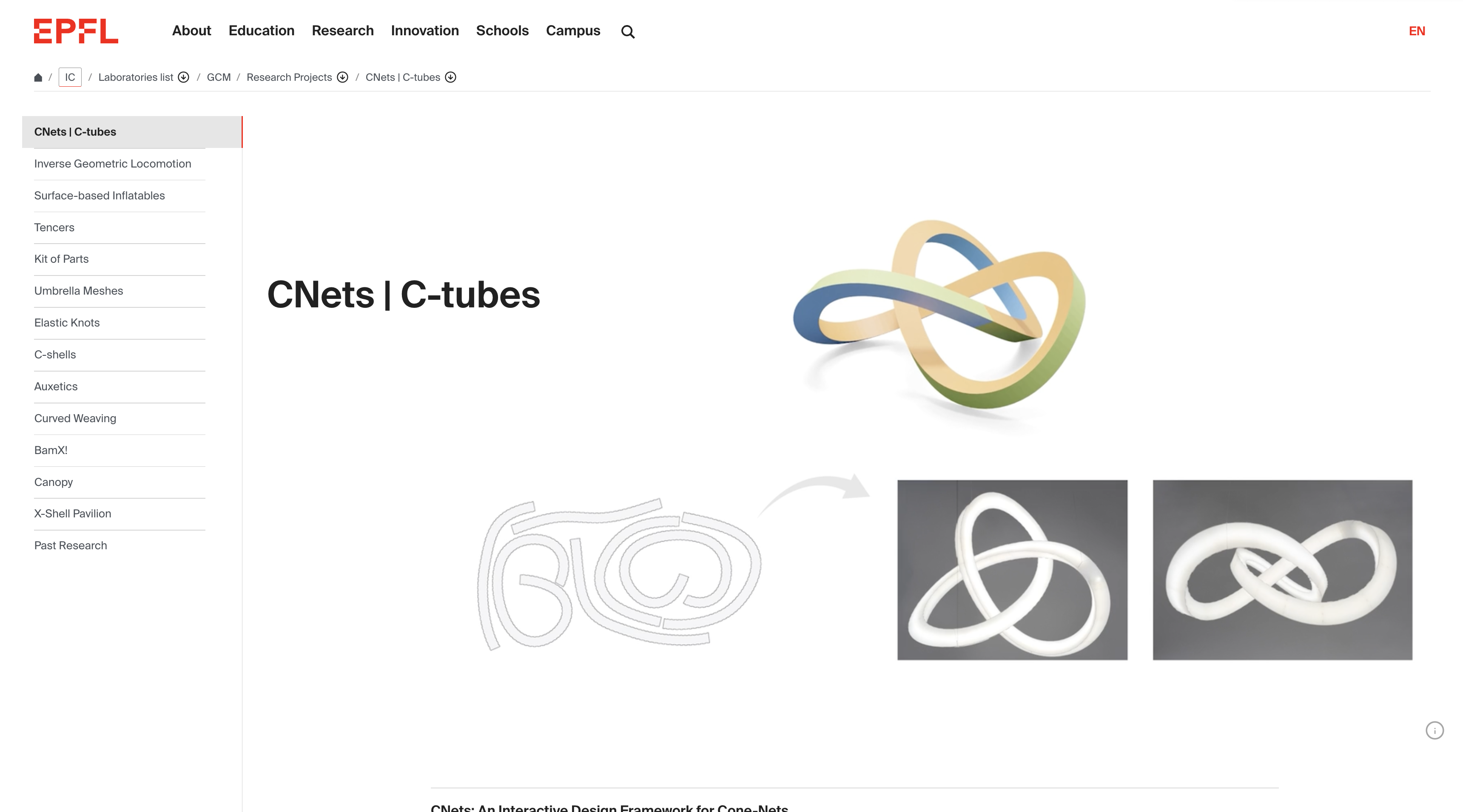 Screenshot of CNets project page